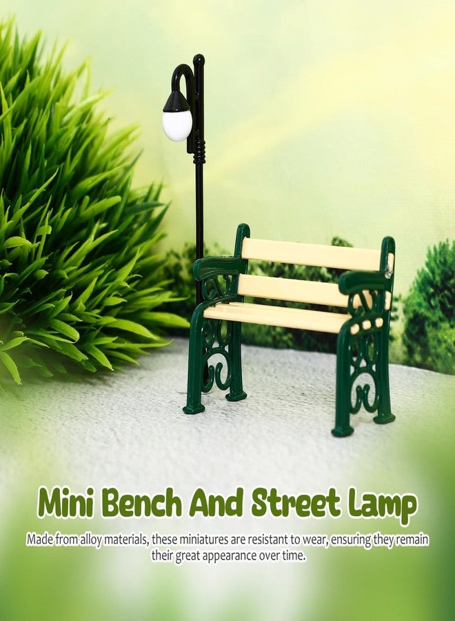VOSAREA Miniature Bench Street Lamp Post for Miniature Garden Scene for Dollhouse Furniture and Ornaments - Image 4